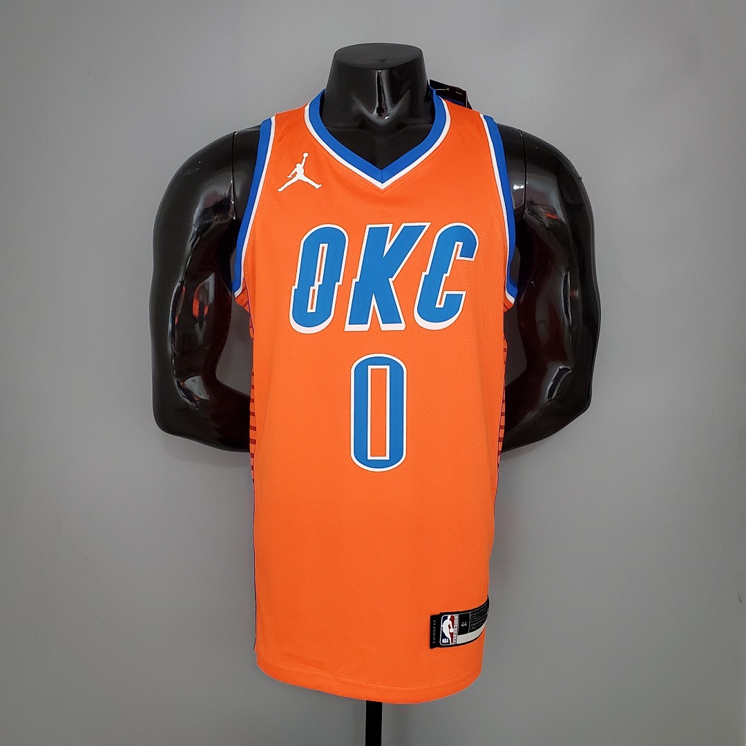 WESTBROOK#0 Thunder Jordan Orange NBA Jersey S-XXL