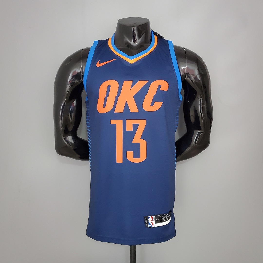 GEORGE#13 Thunder Blue Stripes NBA Jersey S-XXL