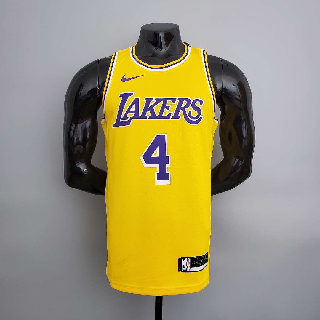 Lakers Rondo#4 Crew Neck Yellow NBA Jersey S-XXL