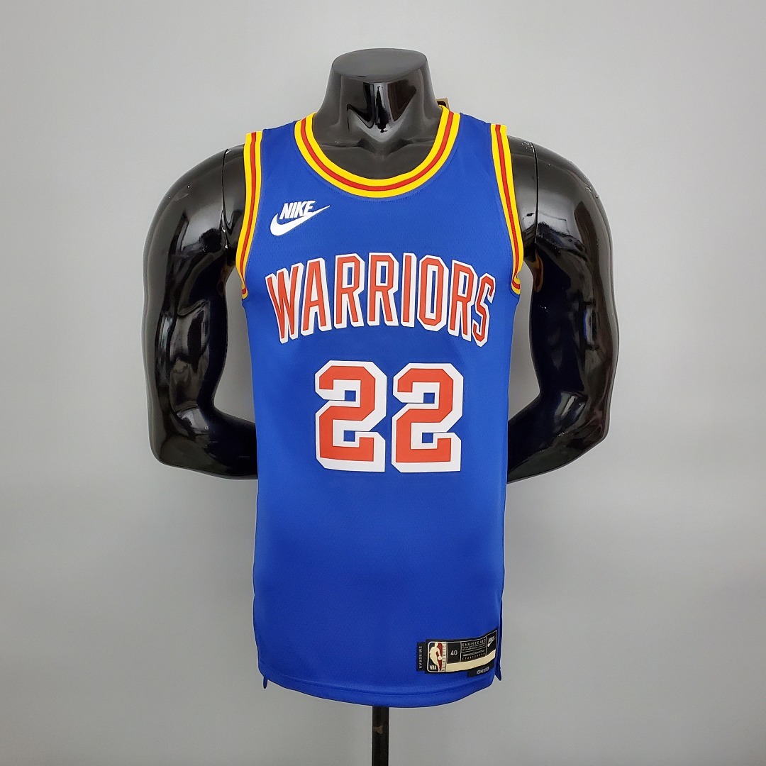 75th Anniversary Wiggins #22 Warriors Retro Blue NBA Jersey S-XXL