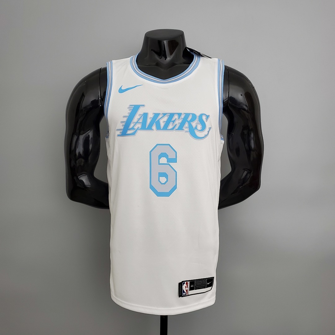 2021 James#6 Lakers Retro White NBA Jersey S-XXL
