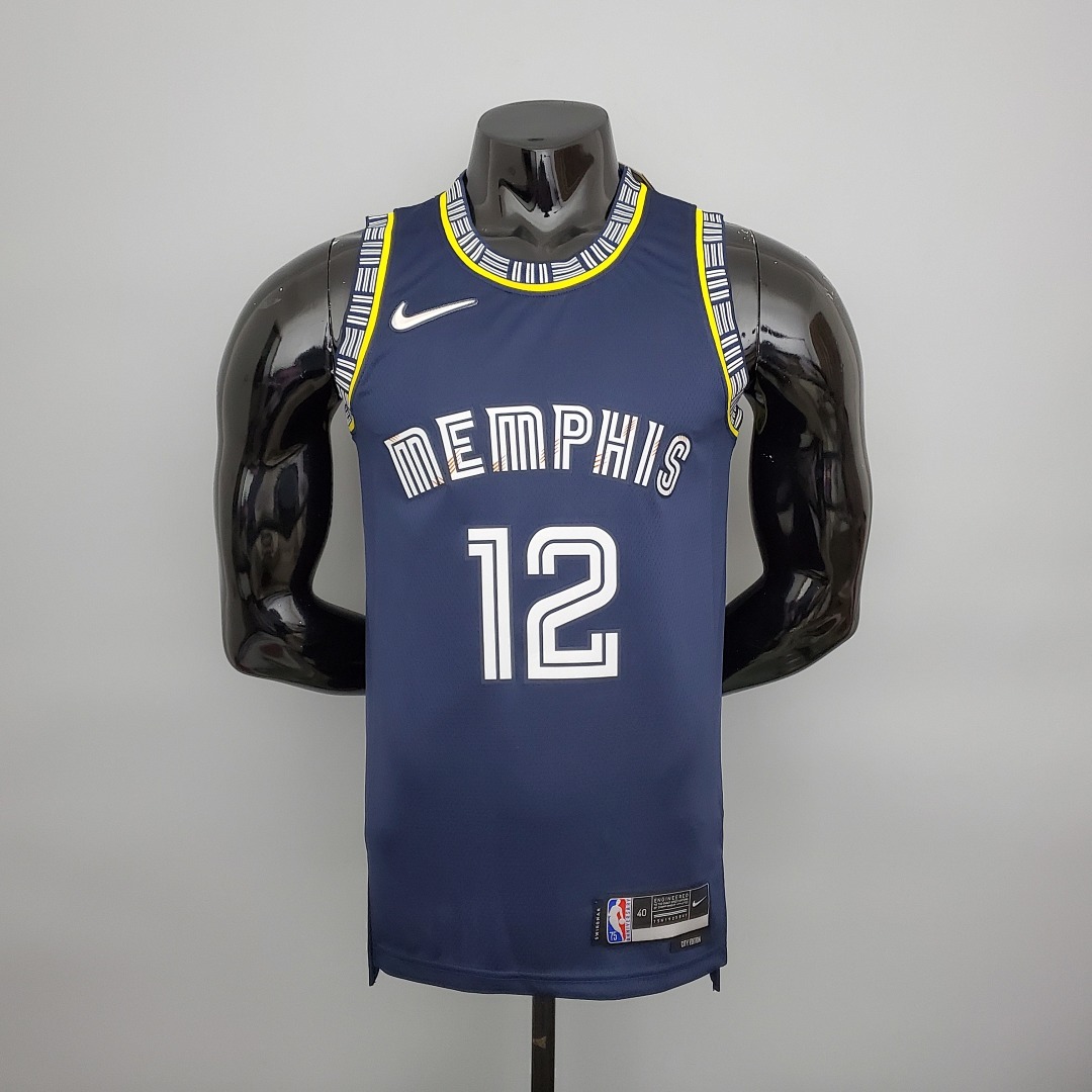 2022 season morant#12 Grizzlies City Edition Royal Blue NBA Jersey S-XXL