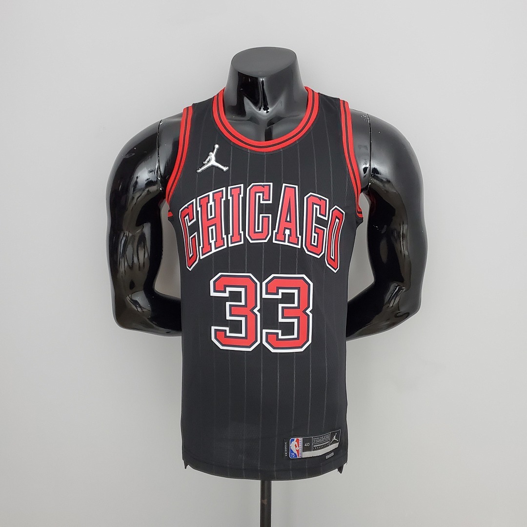75th Anniversary Pippen#33 Bulls Flyers Black NBA Jersey S-XXL